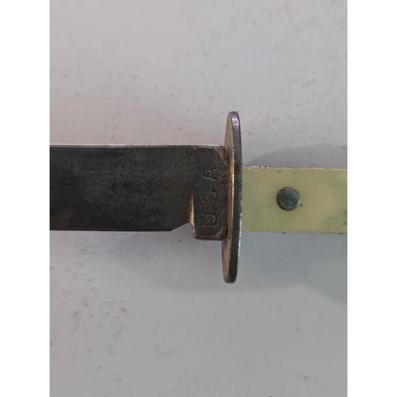 Vintage 40s-50s Luray Caverns VA Souvenir Knife w/ Sheath MOP Celluloid Handle - Picture 7 of 9